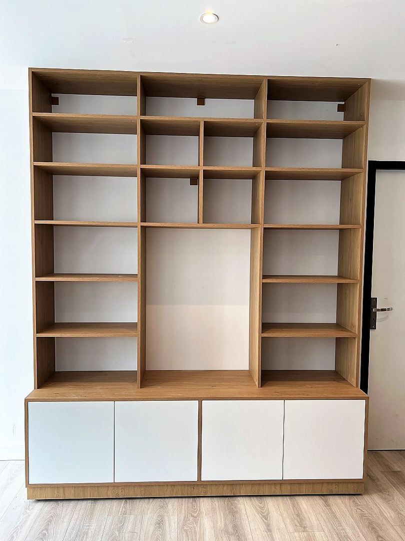 Bibliothèque bois et blanche