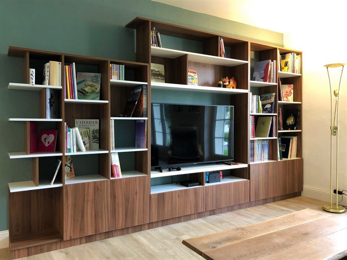 Meuble TV bibliothèque sur mesure