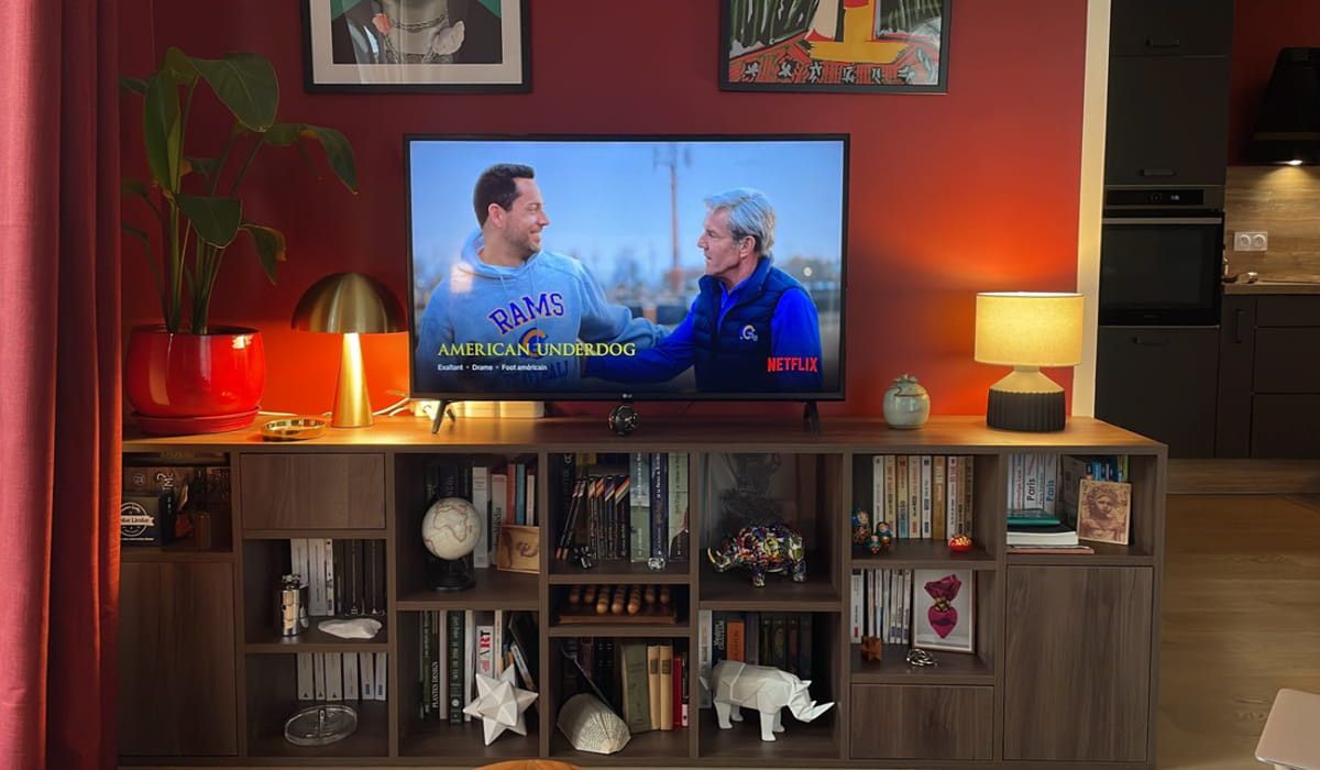 Meuble TV bois foncé 