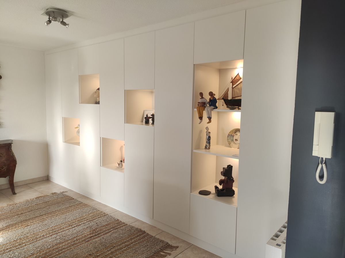 Custom-Made Bookcase with Open Spaces for Decorative Display