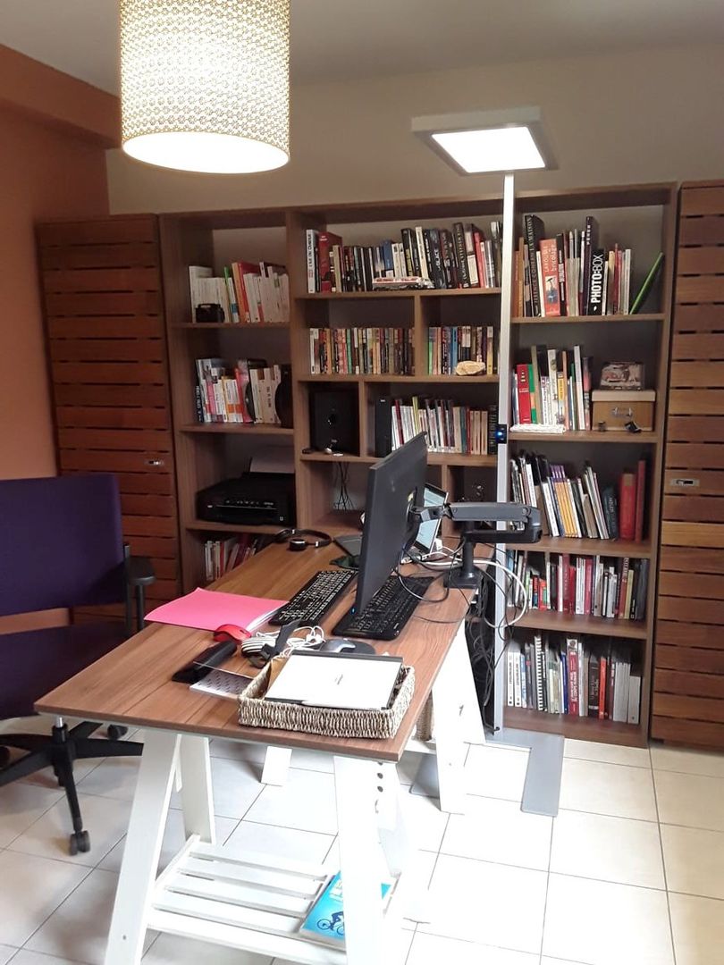 Bibliothèque encastrée extension bureau