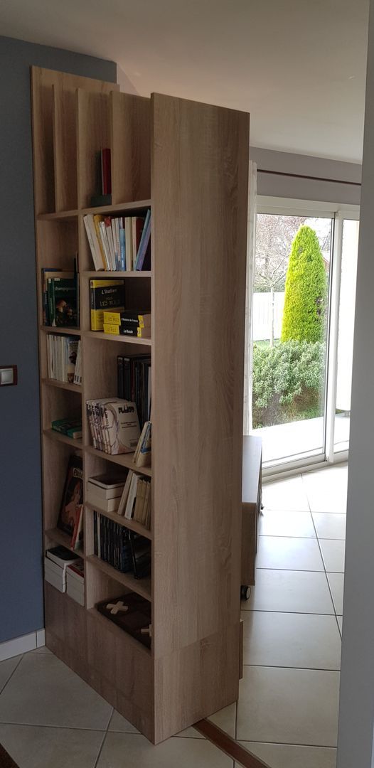 Meuble claustra bois avec rangement - Vue 1