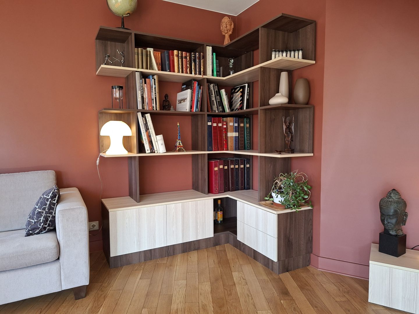 Bibliothèque d'angle sur mesure