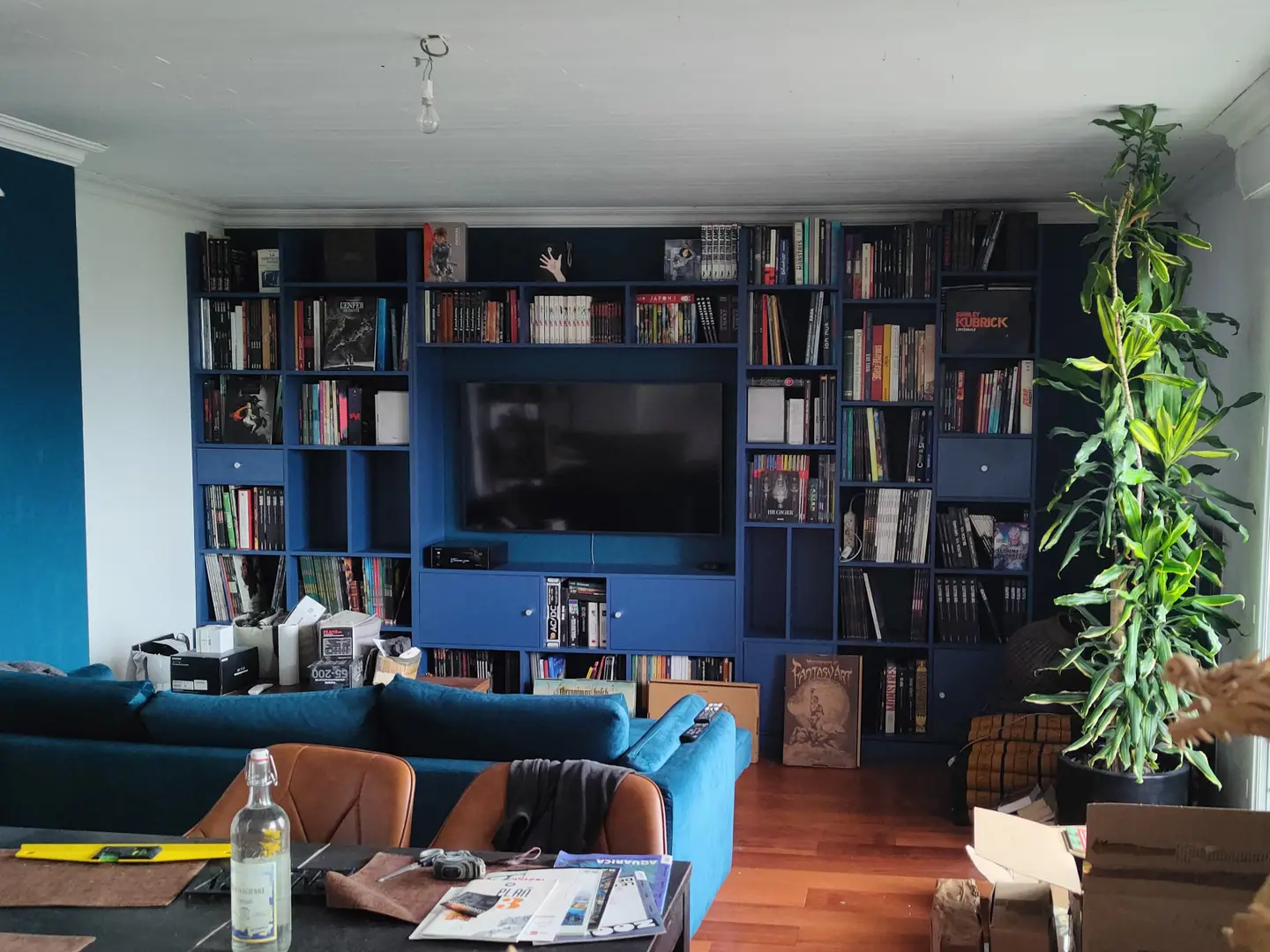 Custom-made Cosmic Blue TV Library Unit
