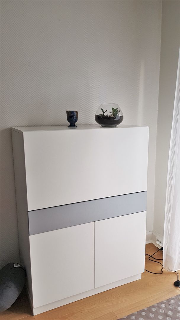Bureau secrétaire blanc et gris modulable