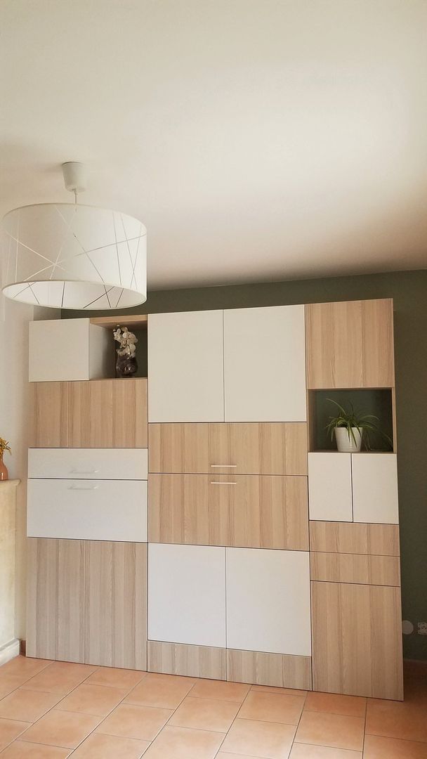 Bibliothèque blanche et bois