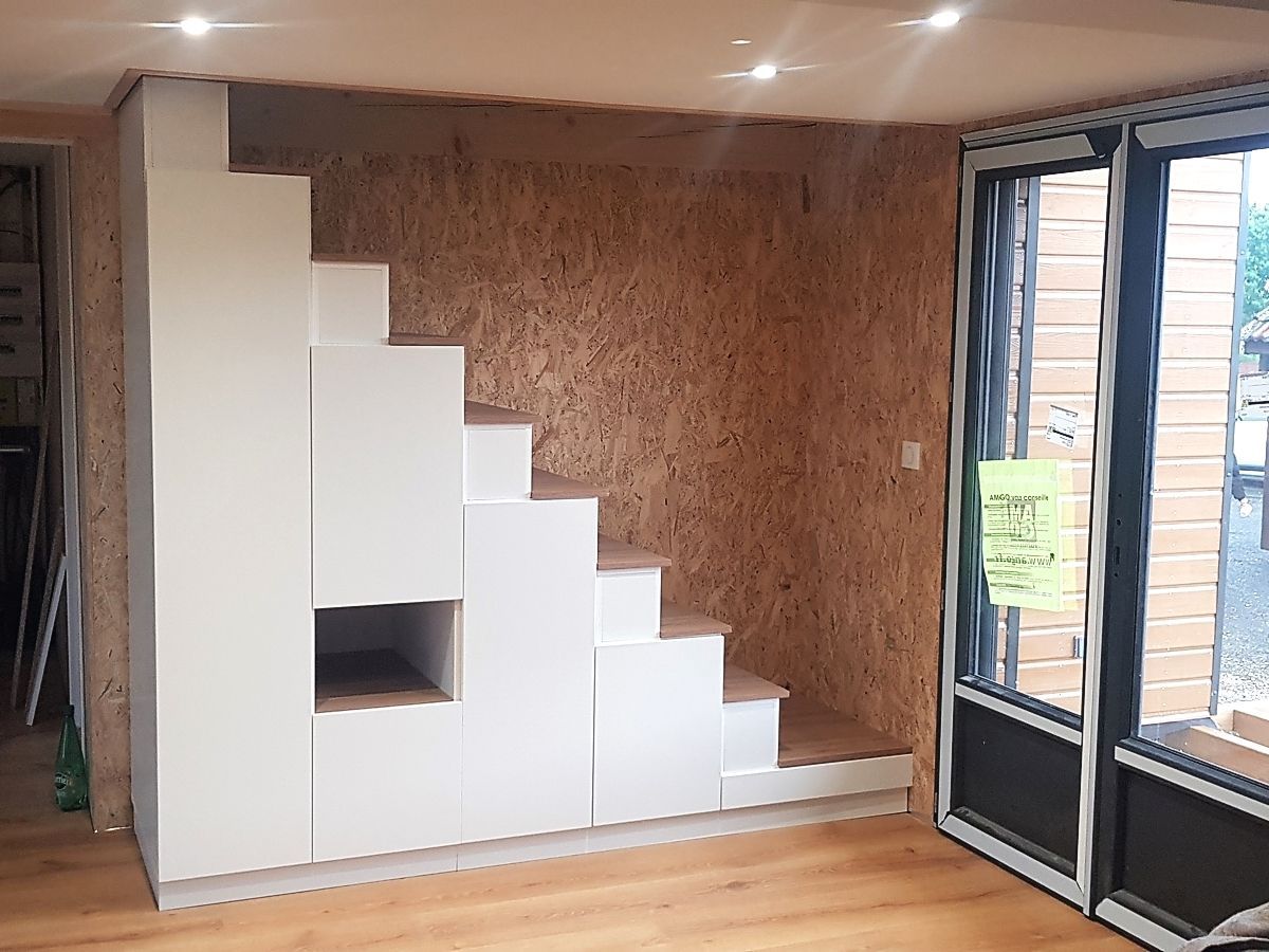 Meuble escalier pour mezzanine sur mesure