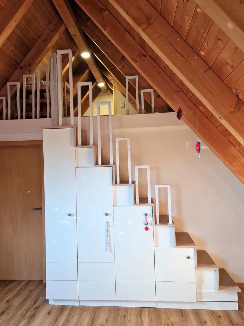 Meuble escalier blanc avec support