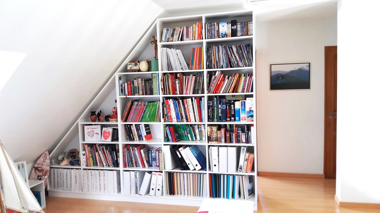 Sloped Wall Bookcase Cabinet