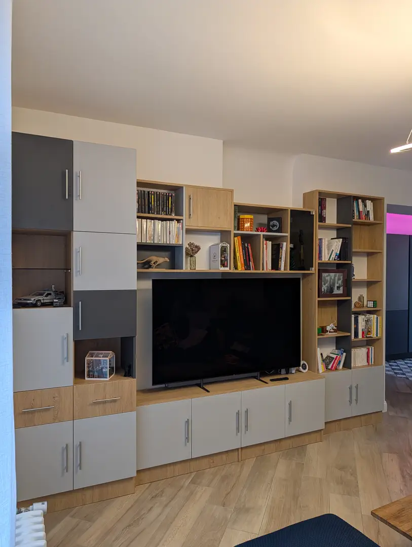 Custom TV unit with glass display case