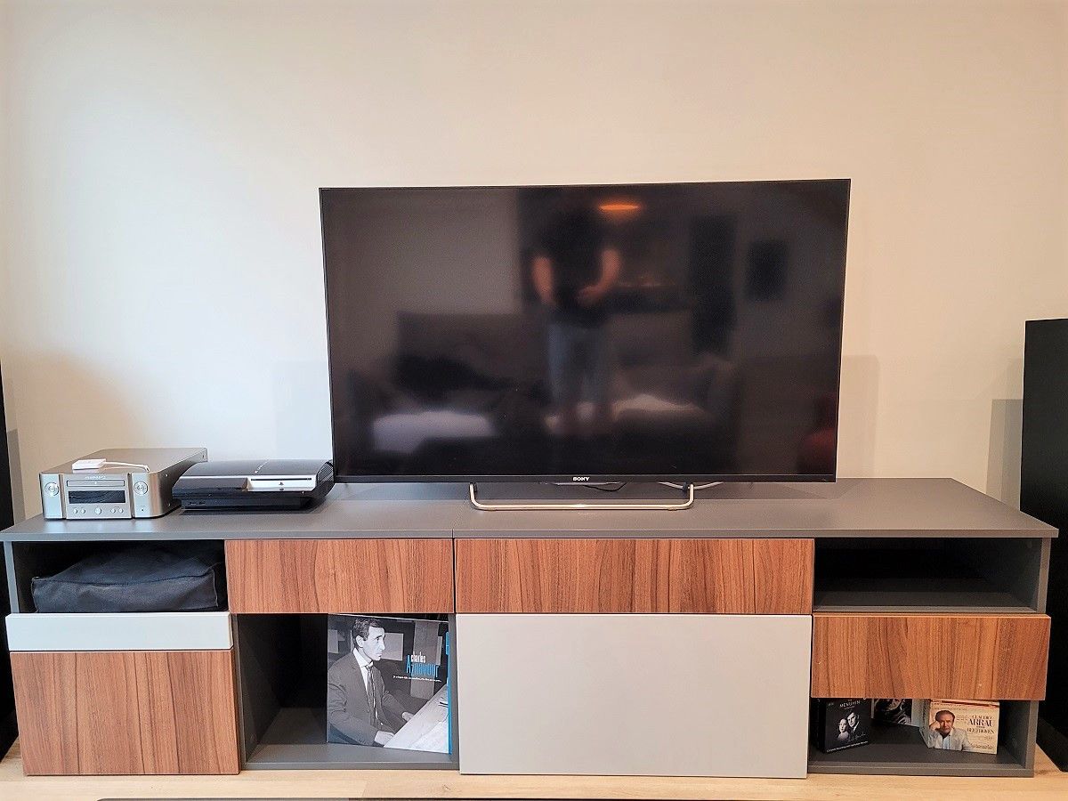 Meuble TV bois et gris 