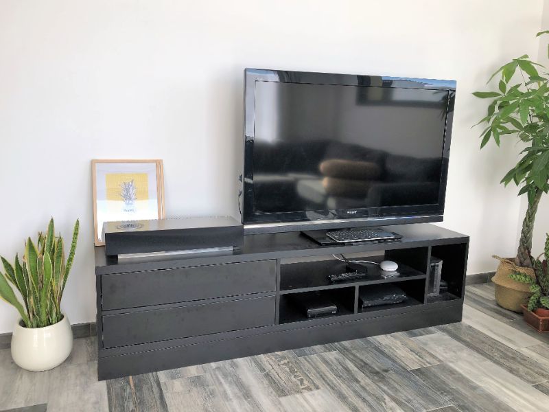 Meuble TV gris sur-mesure