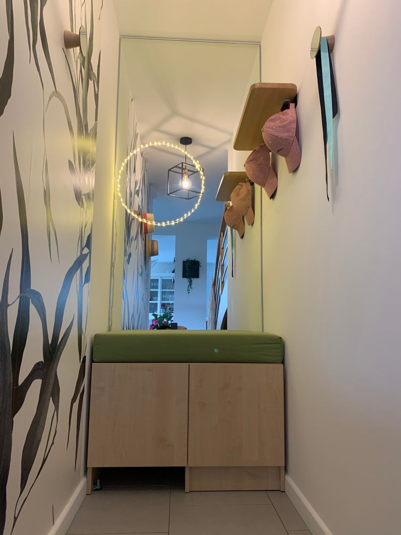 Banquette d'entrée avec rangement sur mesure