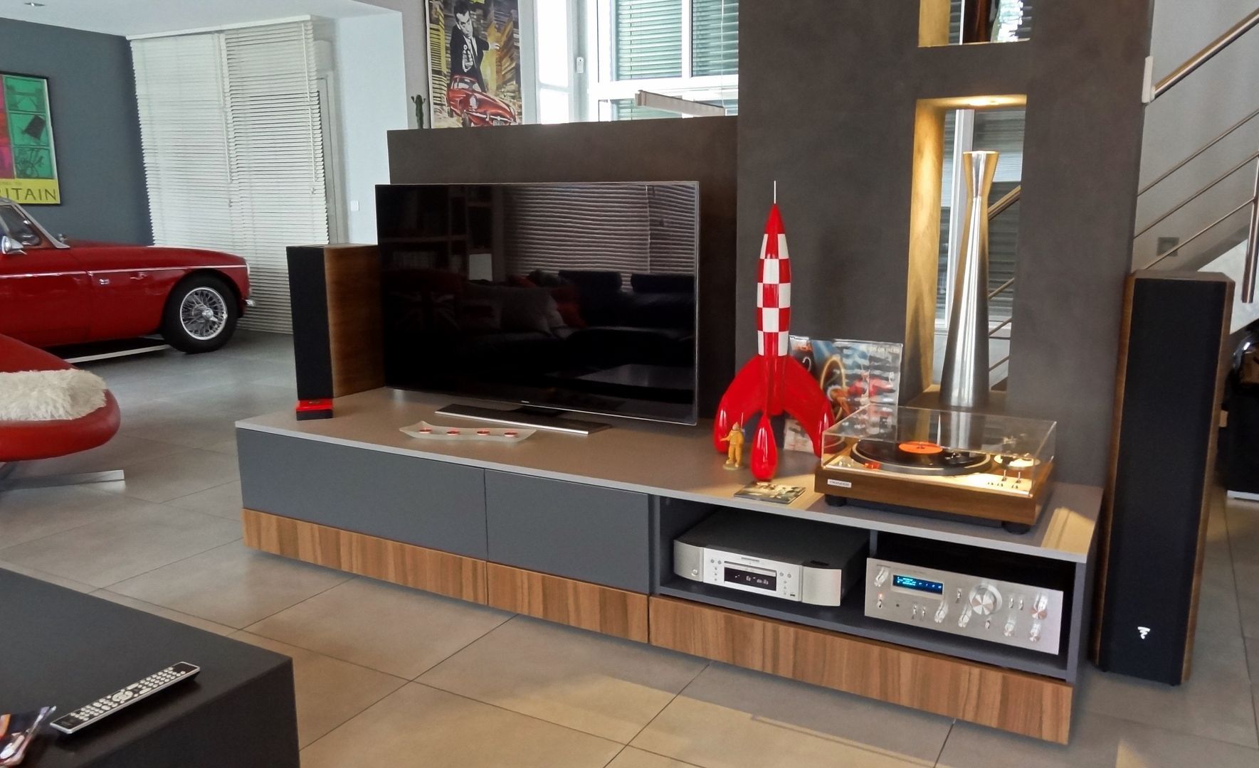 Meuble TV bas style industriel sur mesure - Vue 1