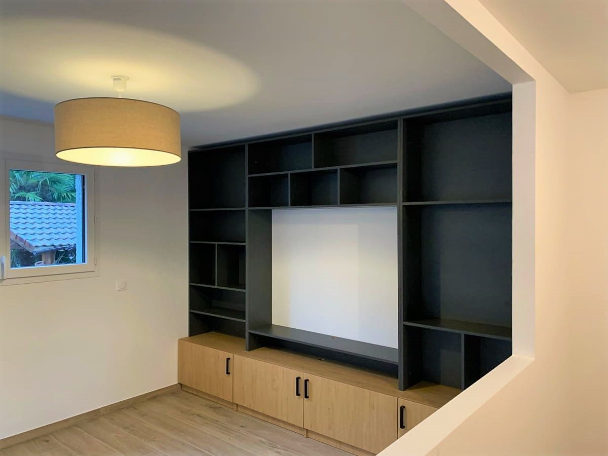 Meuble TV bibliothèque sur mesure