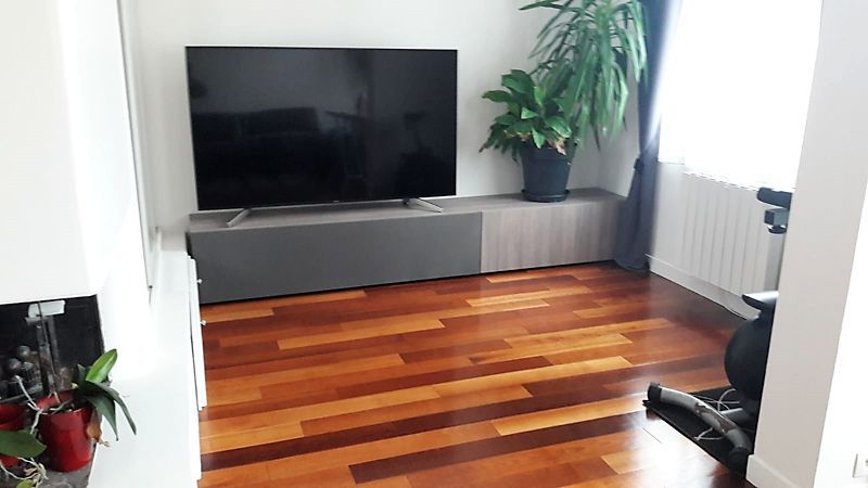 Meuble TV bas bicolore