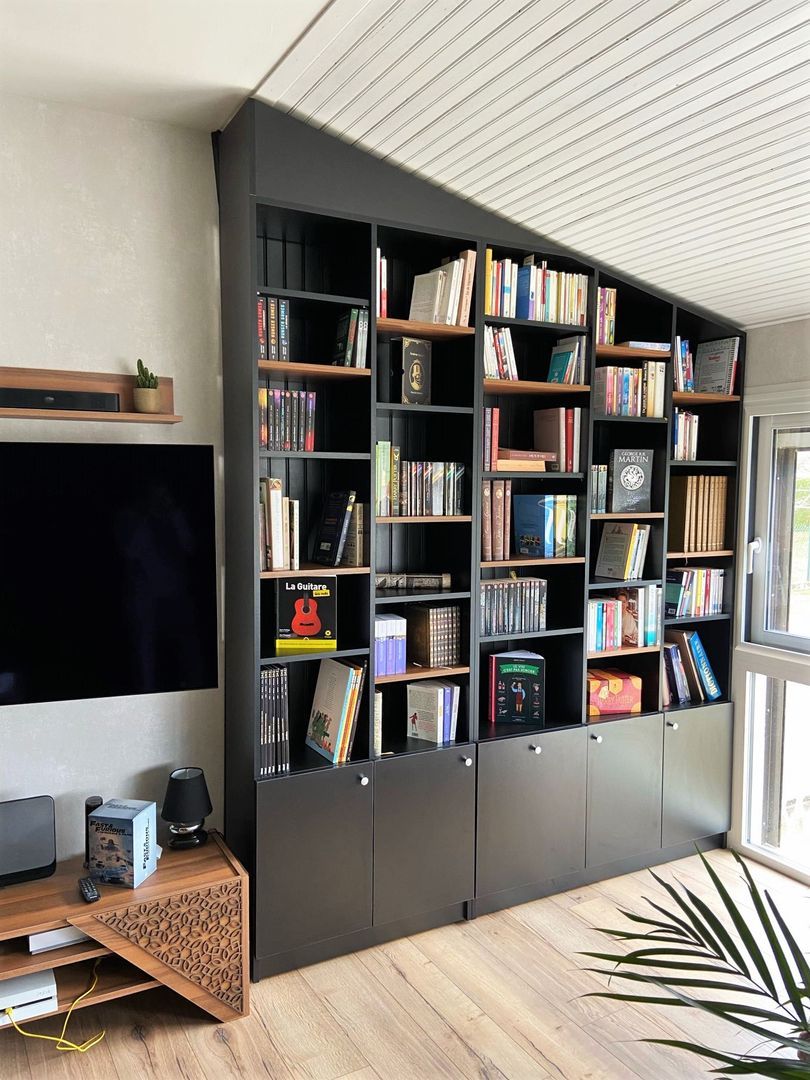 Bibliothèque sous pente noir personnalisée
