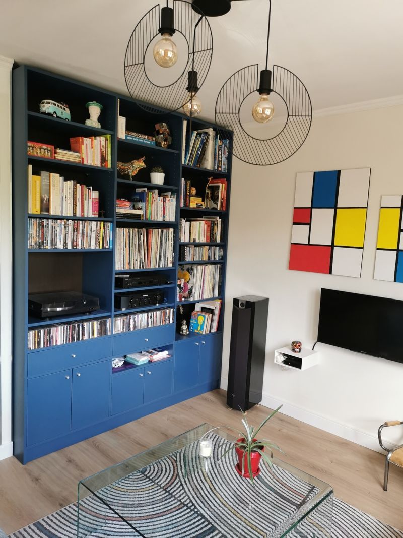 Bibliothèque bleu sur mesure