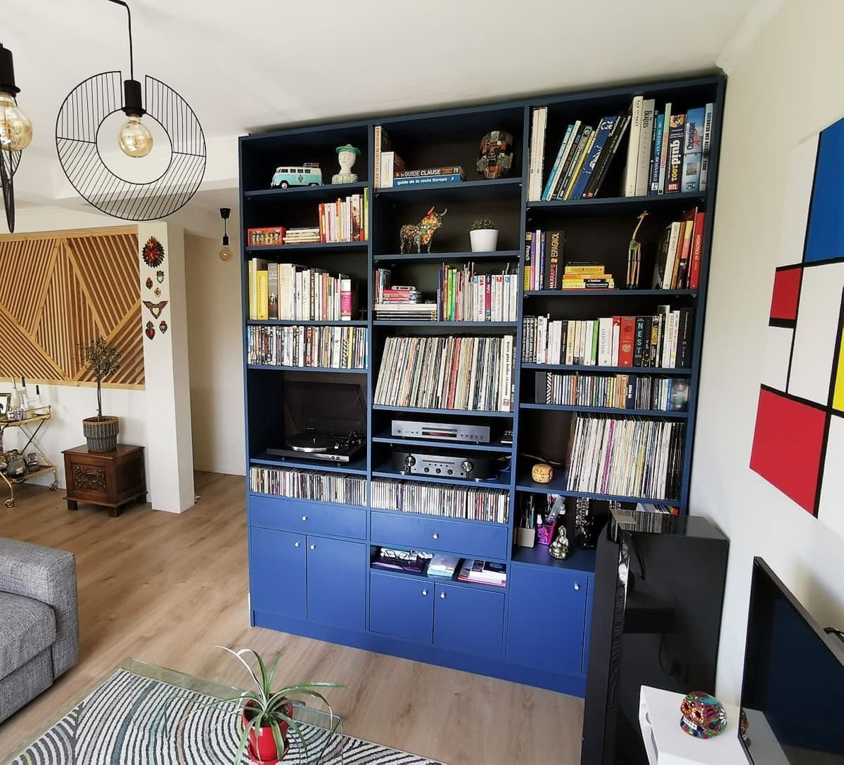 Bibliothèque bleu sur mesure - Vue 1