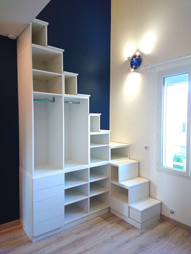 Meuble escalier avec plateforme quart tournant 