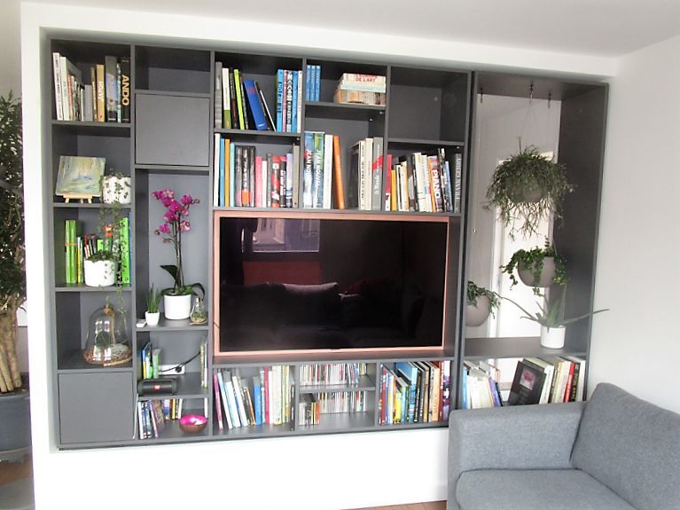 Meuble TV bibliothèque sur-mesure