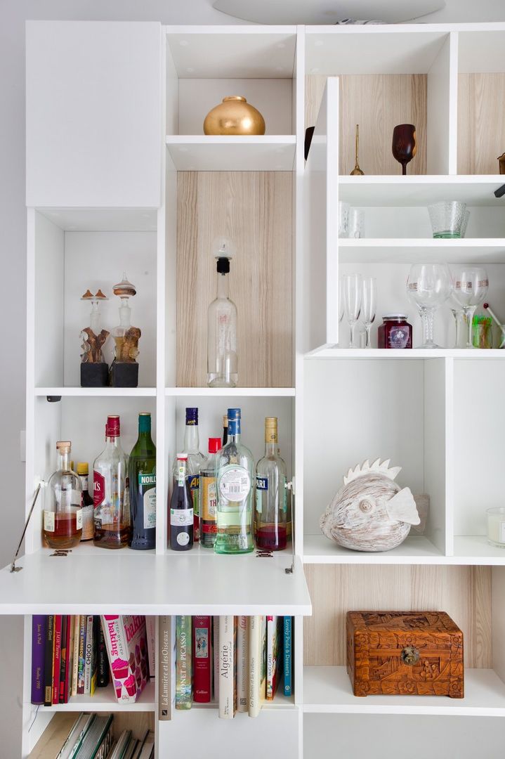 Buffet modulable blanc avec fond en bois - Vue 3