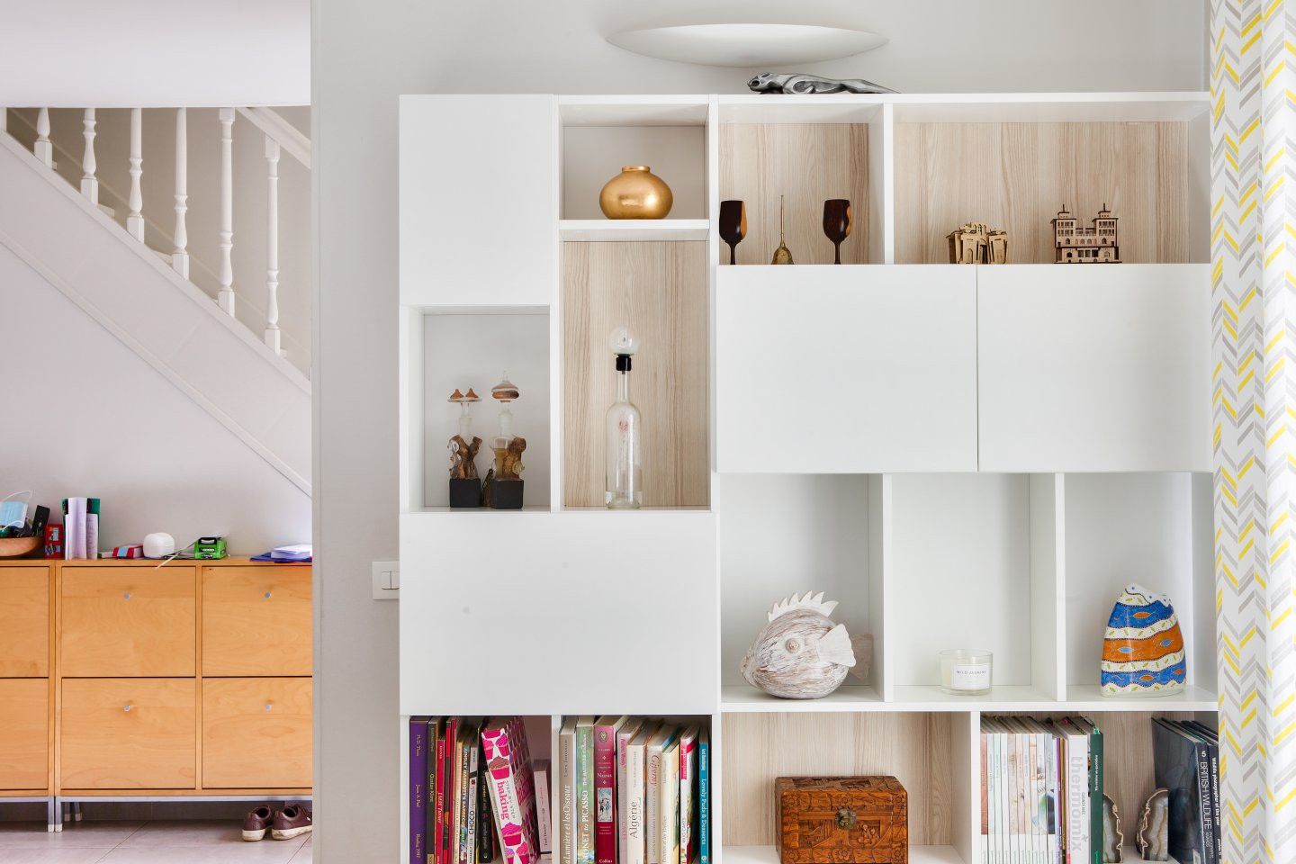 Buffet modulable blanc avec fond en bois - Vue 5