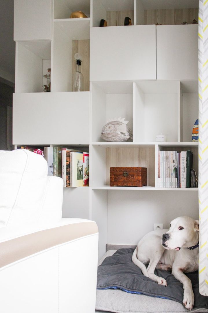 Buffet modulable blanc avec fond en bois - Vue 6
