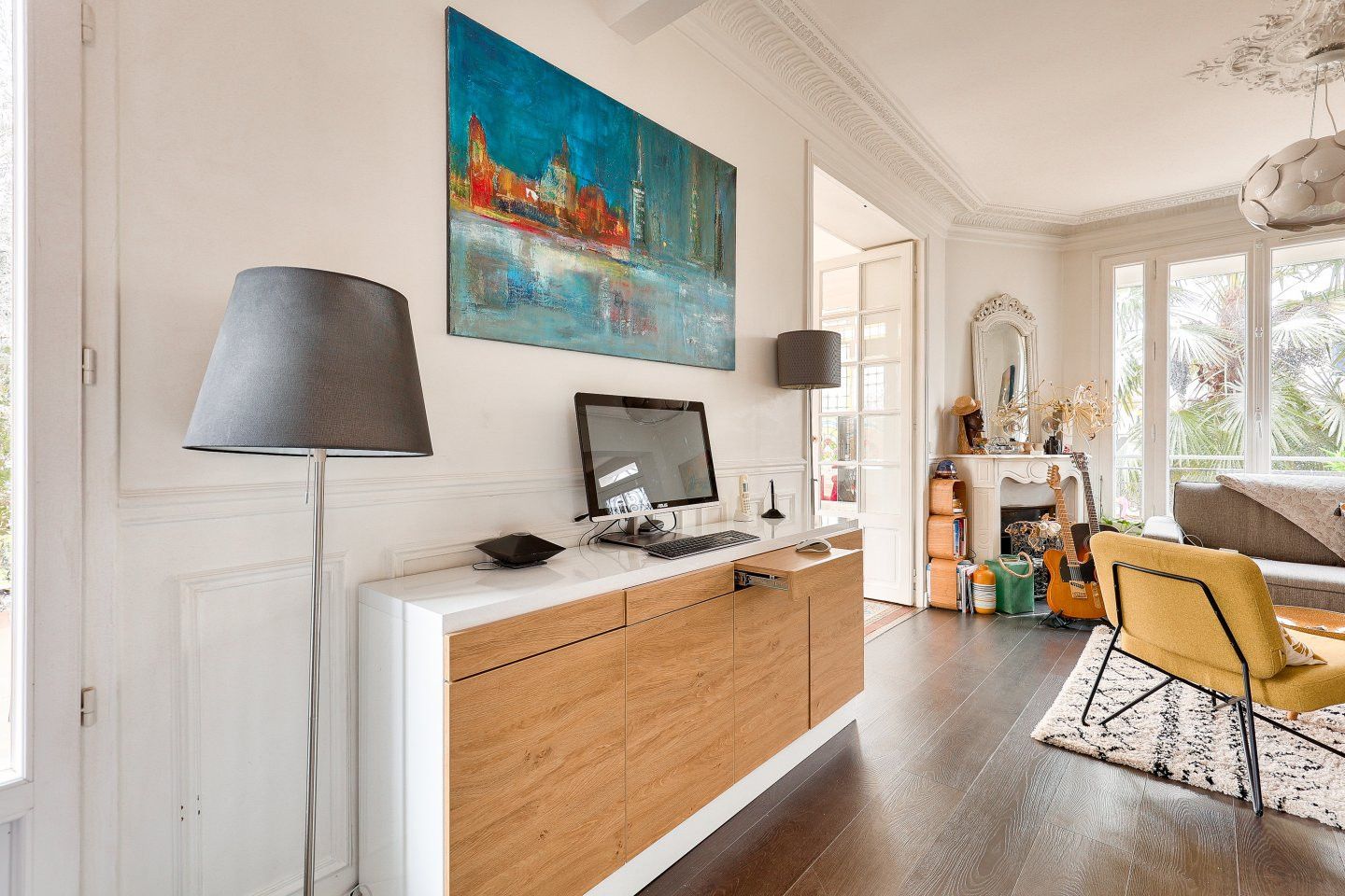 Commode blanche et bois sur mesure - Vue 3