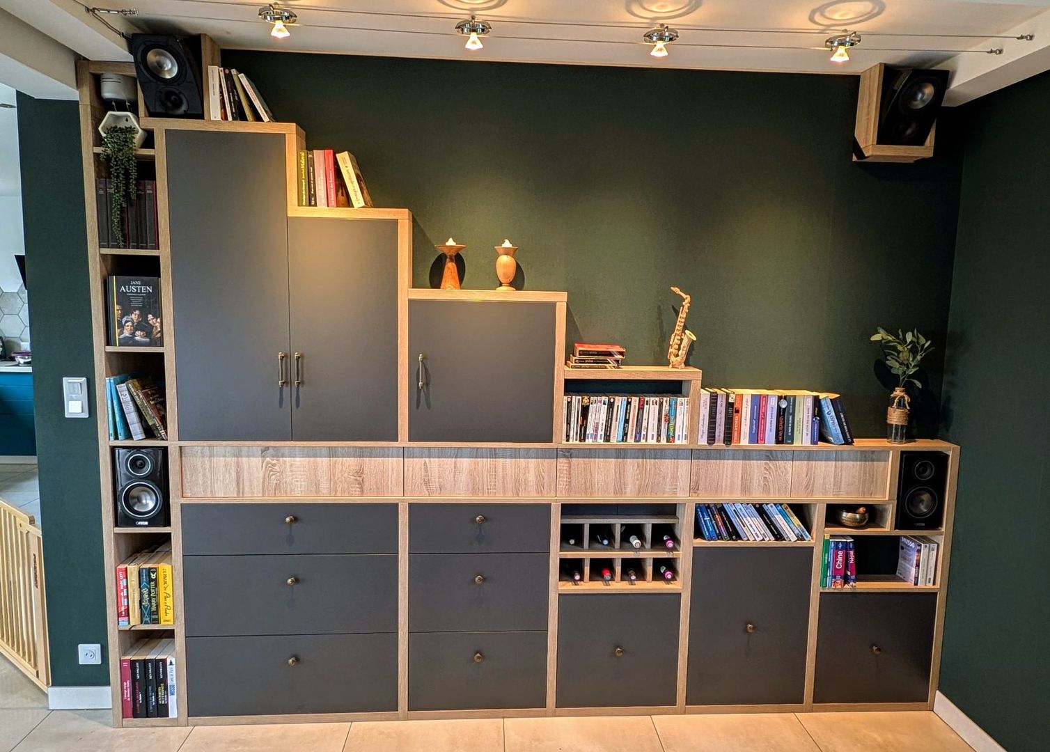 Meuble long bibliothèque 